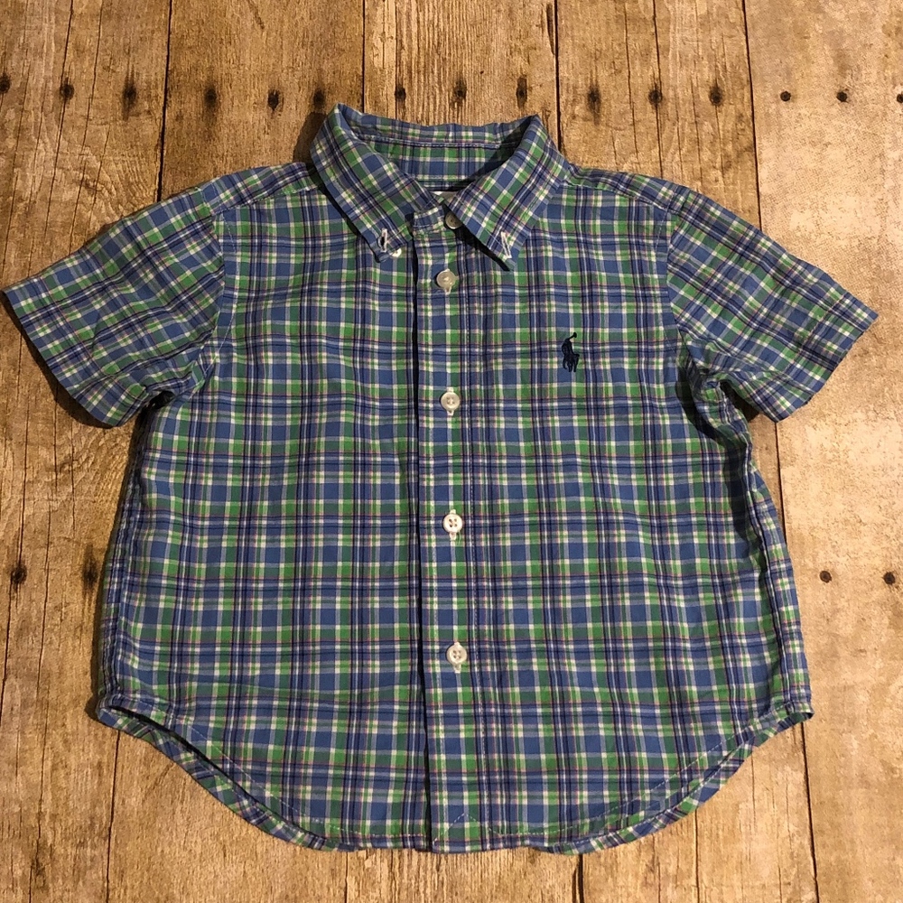 RALPH LAUREN PLAID COTTON POPLIN SHIRT